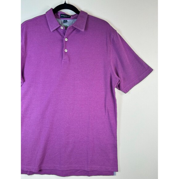 Peter Millar Mens Polo Shirt Purple Perfect Pique Short Sleeve Stretch Medium - Picture 5 of 8